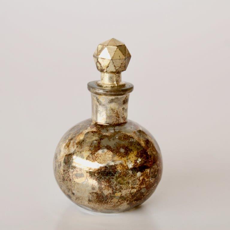 Small Silver Gold Glass Perfume Bottle